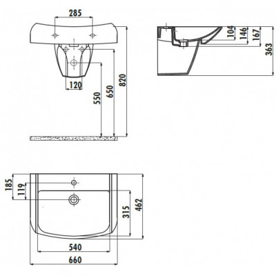 Раковина подвесная белая Creavit Bull BL065-00CB00E-0000