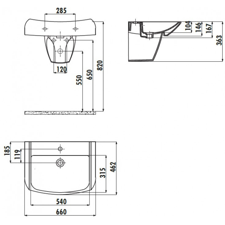 Раковина подвесная белая Creavit Bull BL065-00CB00E-0000