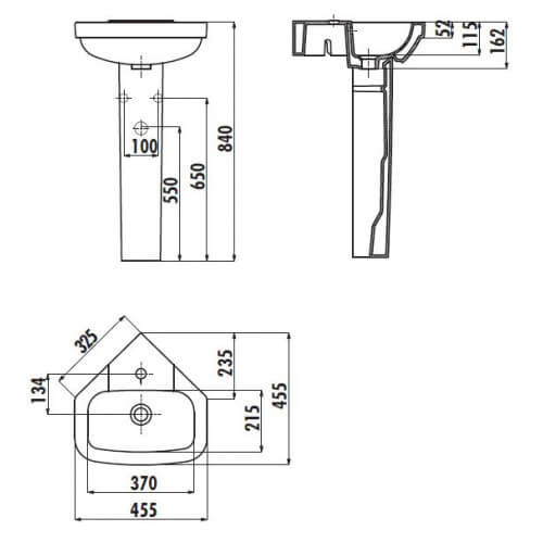 Раковина подвесная белая Creavit Corner VT145-00CB00E-0000