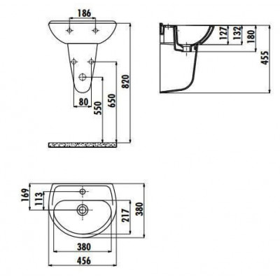 Раковина подвесная белая Creavit Sedef TP145-00CB00E-0000