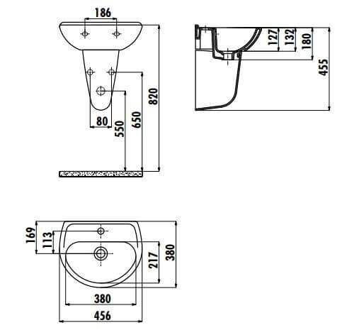 Раковина подвесная белая Creavit Sedef TP145-00CB00E-0000