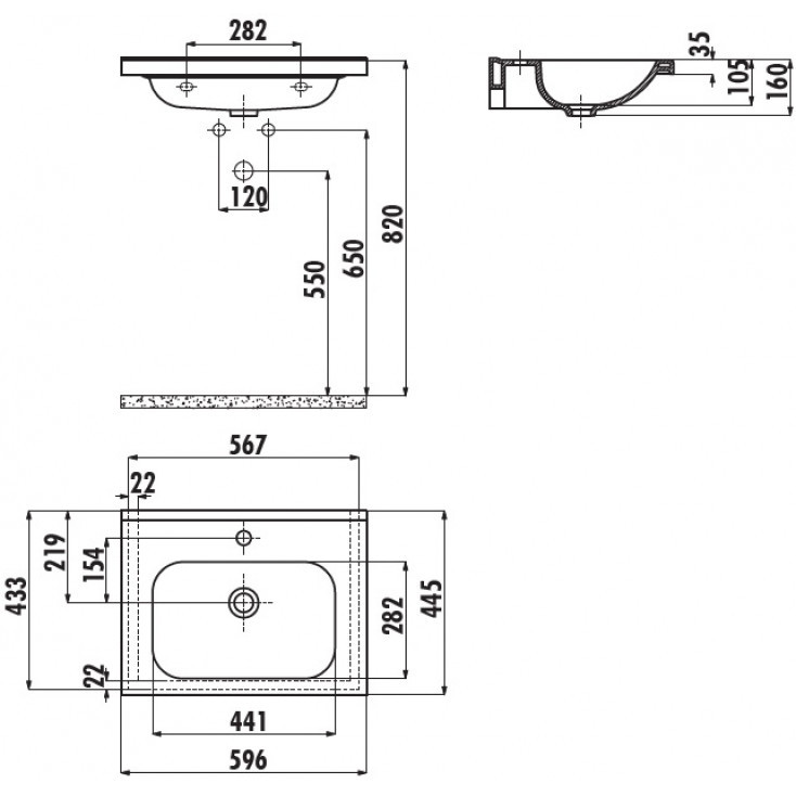 Раковина мебельная 60см белая Creavit Ideal ID060-00CB00E-0000