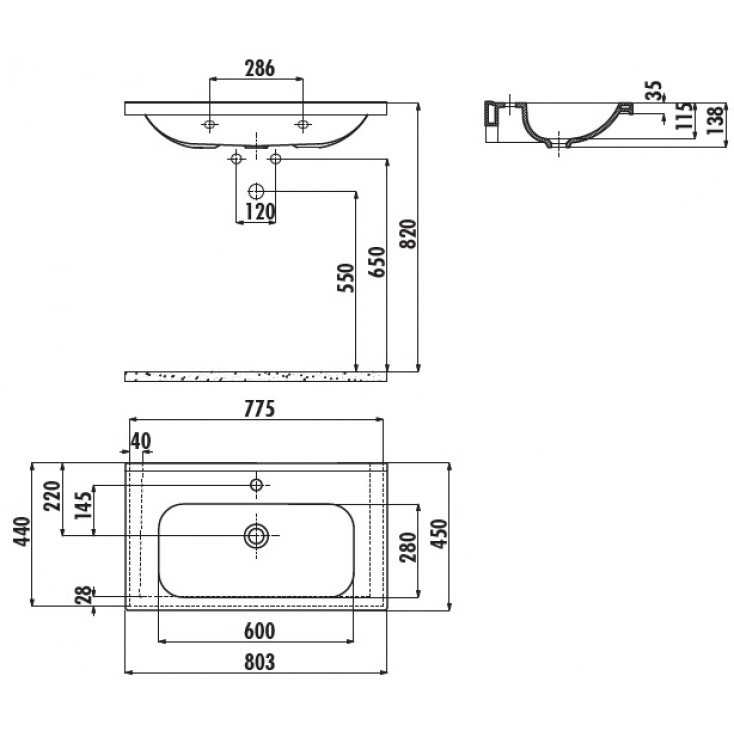 Раковина мебельная 80см белая Creavit Ideal ID080-00CB00E-0000