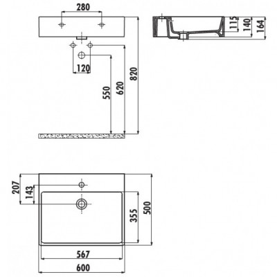 Раковина мебельная белая Creavit Next NX260-00CB00E-0000