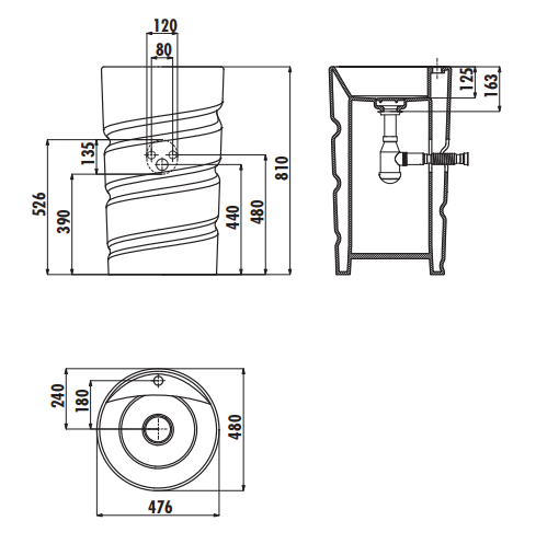 Раковина напольная белая Creavit Spiral CL084-00CB00E-0000