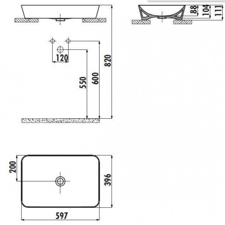 Раковина-чаша 60x40 Creavit Ultra капучино матовый UL060-00CM00E-0000