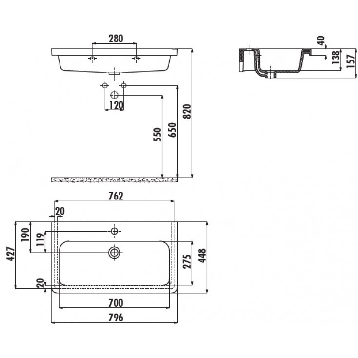 Раковина накладная белая Creavit Ipek IP080-00CB00E-0000