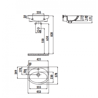 Подвесная раковина белая Creavit Etol ET045-00CB00E-0000