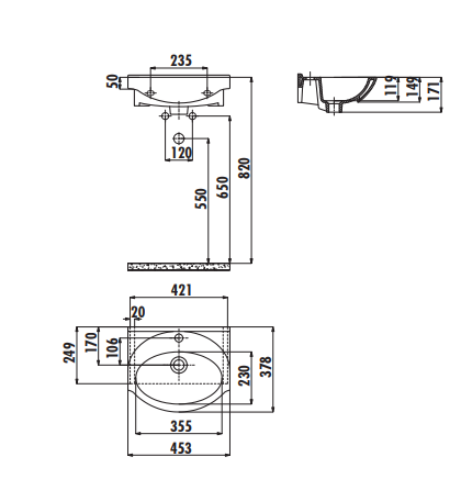 Подвесная раковина белая Creavit Etol ET045-00CB00E-0000