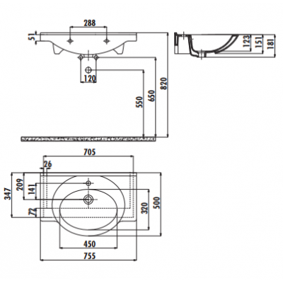Подвесная раковина белая Creavit Etol ET075-00CB00E-0000