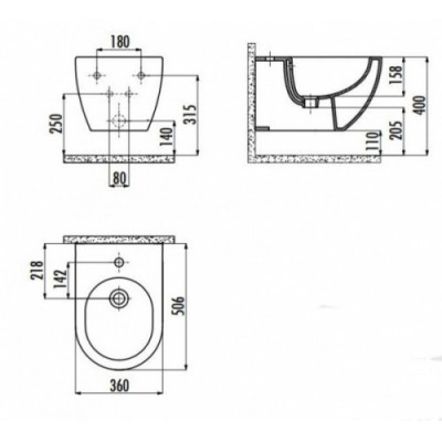 Биде подвесное капучино Creavit Free FE510-00CM00E-0000