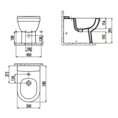 Биде напольное белое Creavit Vitroya VT500-00CB00E-0000