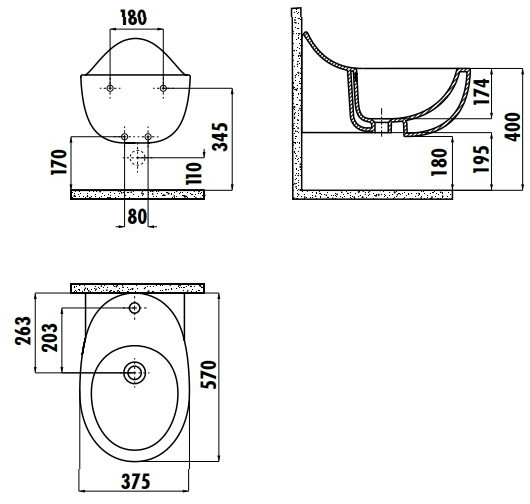 Биде подвесное белое Creavit Foglia FG510-00CB00E-0000