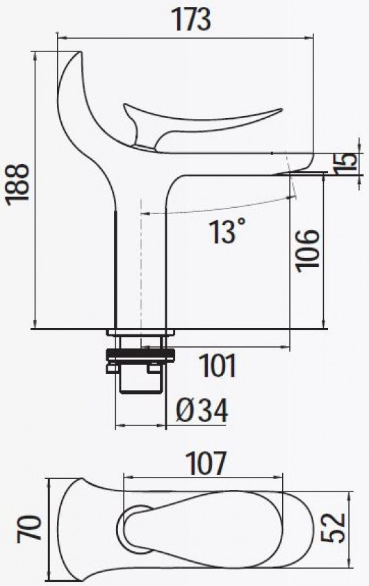 Смеситель для раковины хром Creavit Foglia FG1501