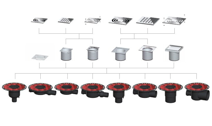 Декоративная решетка TECEdrainpoint S quadratum, 150 мм, в стальной рамке, с монтажным элементом
