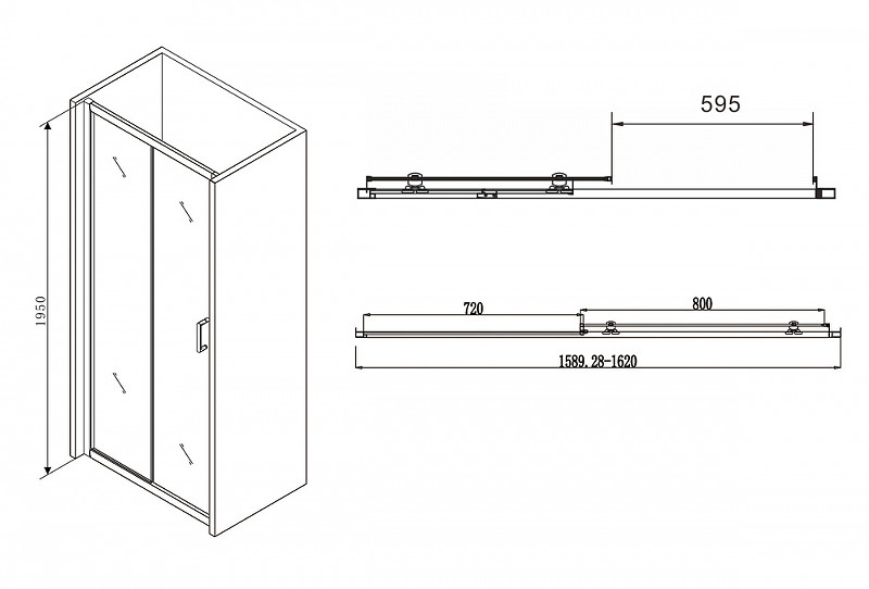 Душевая дверь черная 160х195см Abber AG30160B