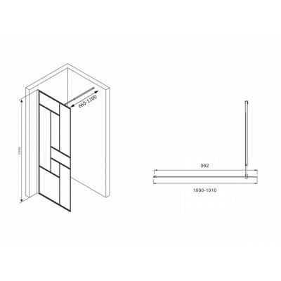 Душевая перегородка черная 100х200см Abber AG63100B