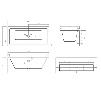 Акриловая ванна белая 160x80см Abber AB9339-1.6