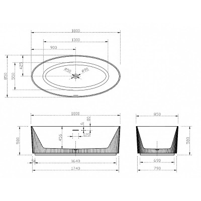 Акриловая ванна белая 180x85см Abber AB9327