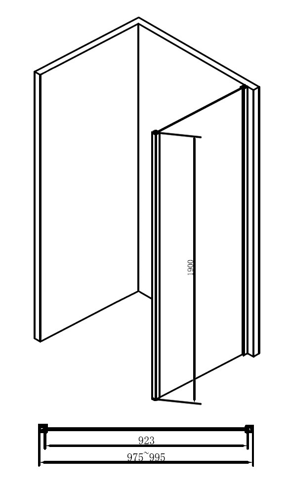 Душевая перегородка черная 100х190см Abber Schwarzer Diamant AG100BS