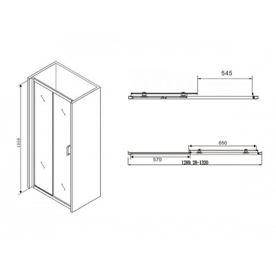 Душевая дверь черная 130х195см Abber AG30130B