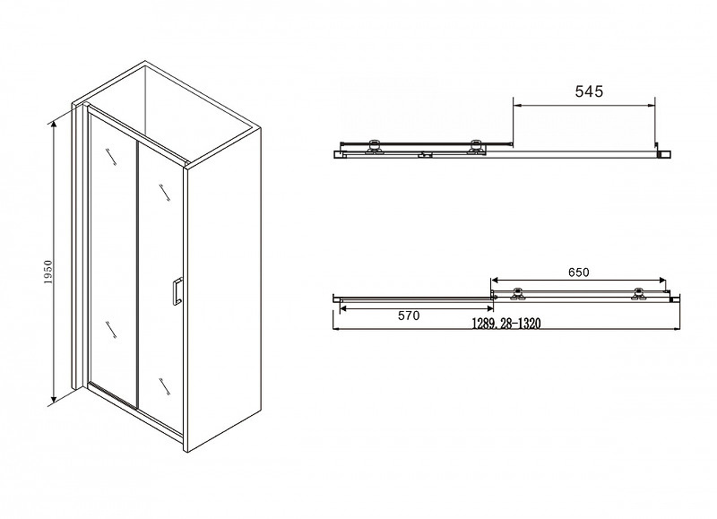 Душевая дверь черная 130х195см Abber AG30130B
