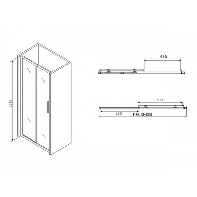 Душевая дверь черная 120х195см Abber AG30120BH