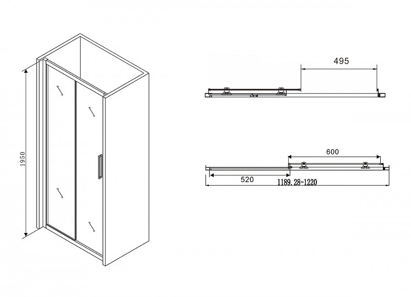 Душевая дверь черная 120х195см Abber AG30120BH