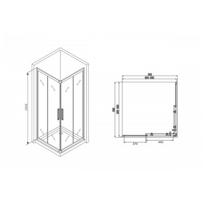 Душевой уголок черный 90х90см Abber Schwarzer Diamant AG02090BH