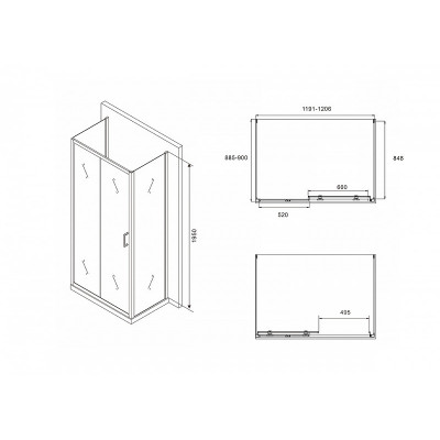 Душевой уголок черный 120х90см Abber Schwarzer Diamant AG30120B-S90B-S90B