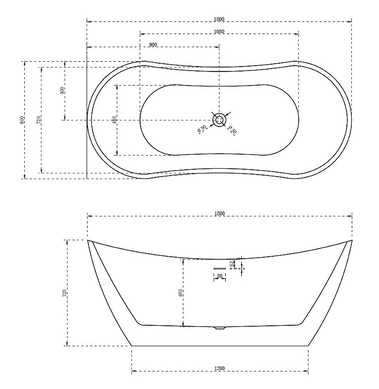 Акриловая ванна белая 180x80см Abber AB9322