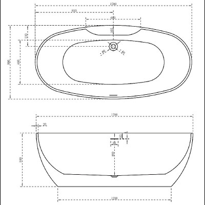 Акриловая ванна белая 170x80см Abber AB9323