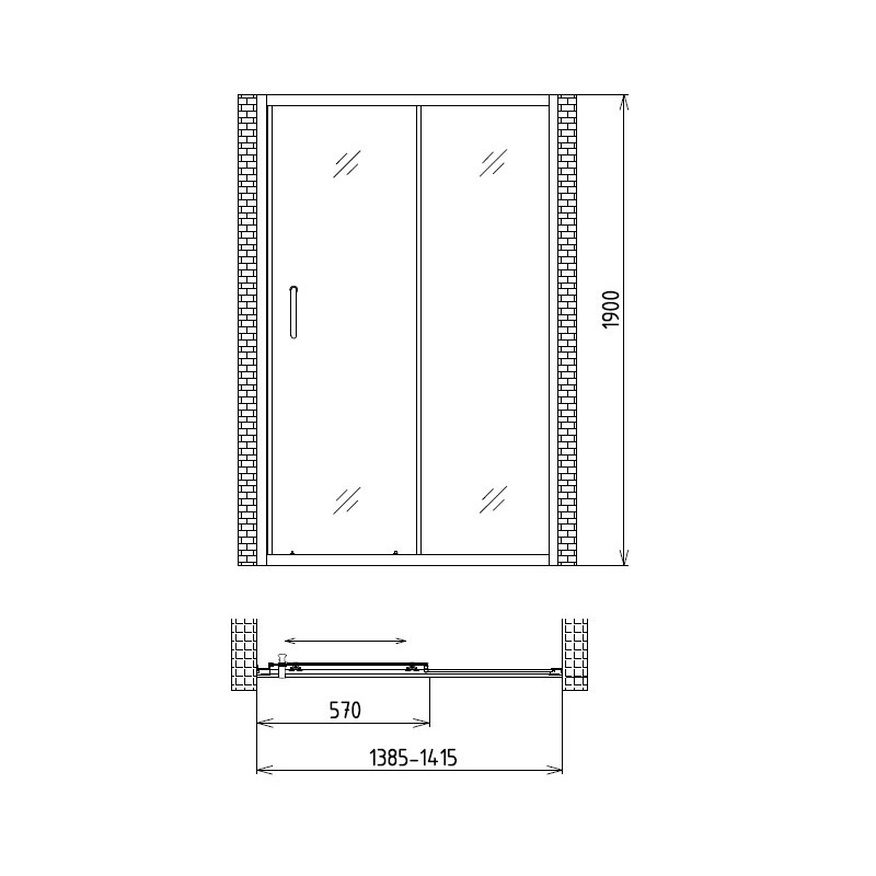 Душевая дверь матовое стекло хром 140х190см Gemy Victoria S30191BM