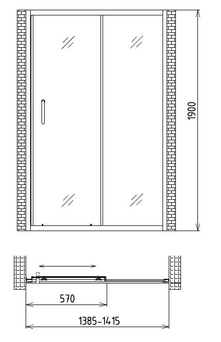 Душевая дверь матовое стекло хром 140х190см Gemy Victoria S30191BM