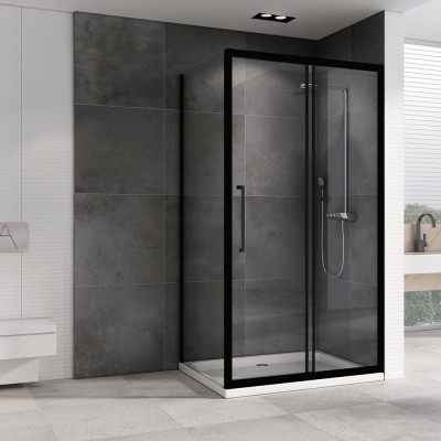 Душевой уголок черный 140х90см ABBER Schwarzer Diamant AG30140BH-S90B