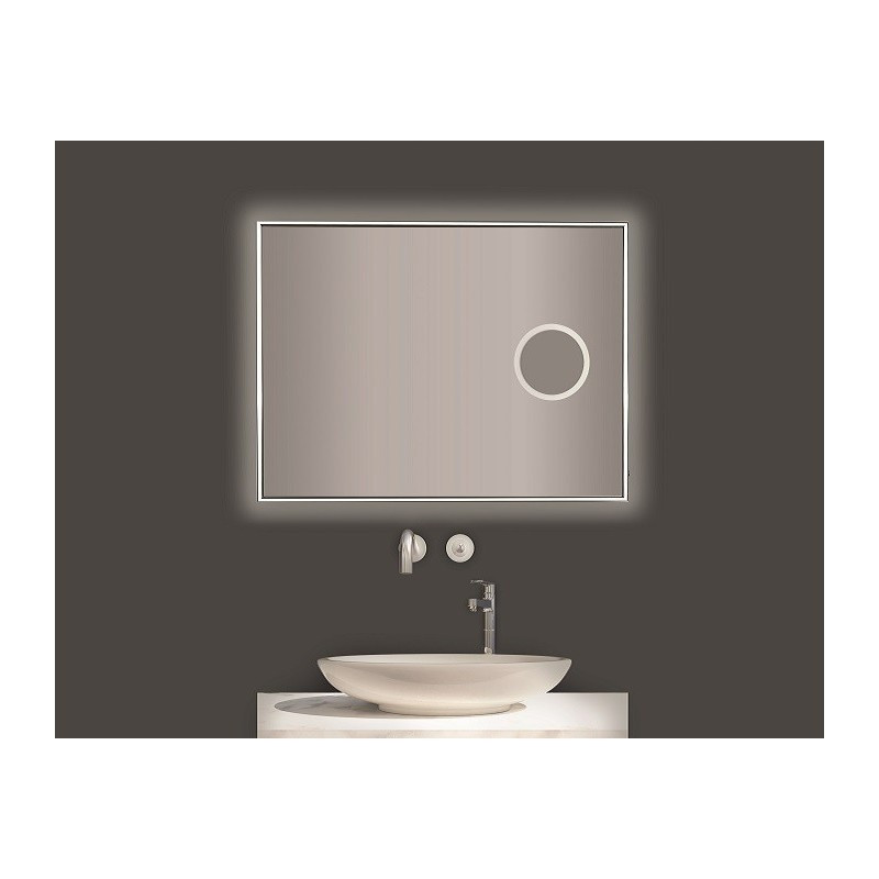 Зеркало ESBANO ES-3803KDF 1000x800 горизонтальное с LED подсветкой и увеличительным зеркалом