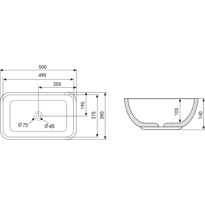 Раковина-чаша черная Abber AC2200MB