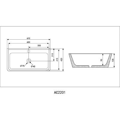 Раковина-чаша черная Abber AC2201
