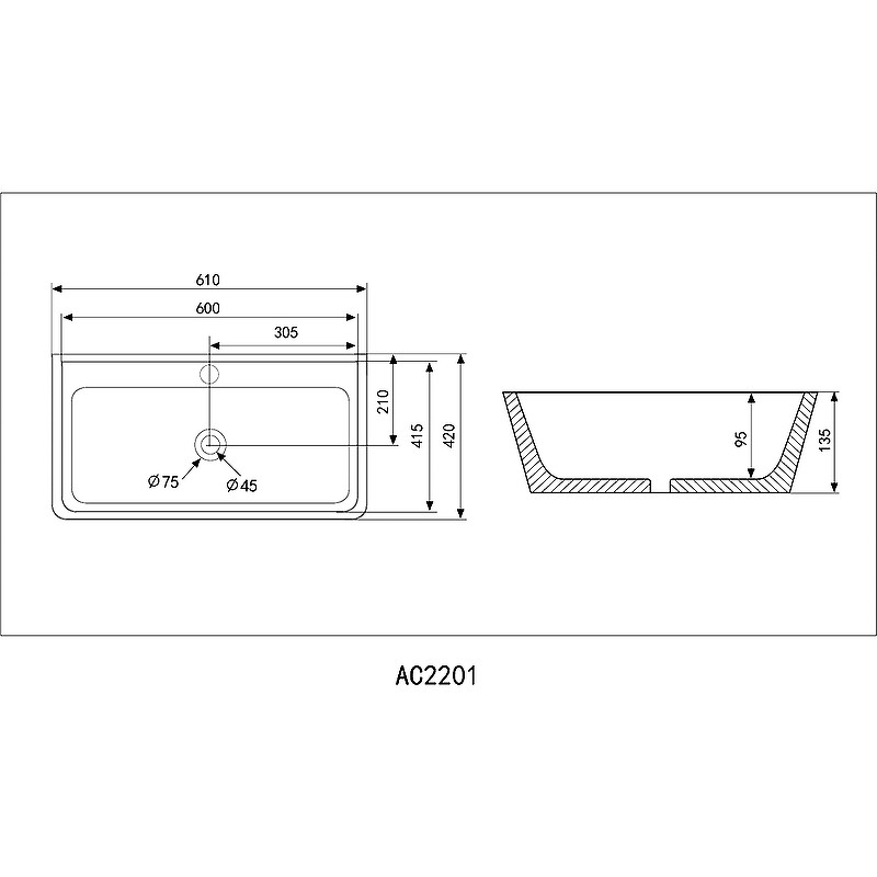 Раковина-чаша черная Abber AC2201