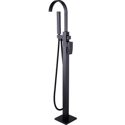 Смеситель для ванны напольный черный Abber Wasserfall AF8615B