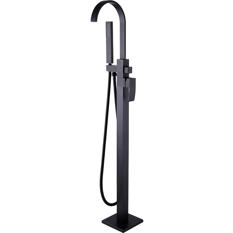 Смеситель для ванны напольный черный Abber Wasserfall AF8615B