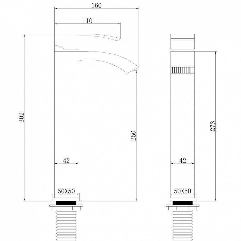 Смеситель для раковины черный Abber Wasserfall AF8611B
