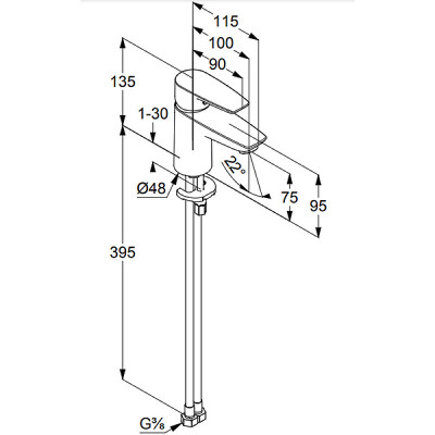 Смеситель для раковины хром Kludi Pure Solid 340280575