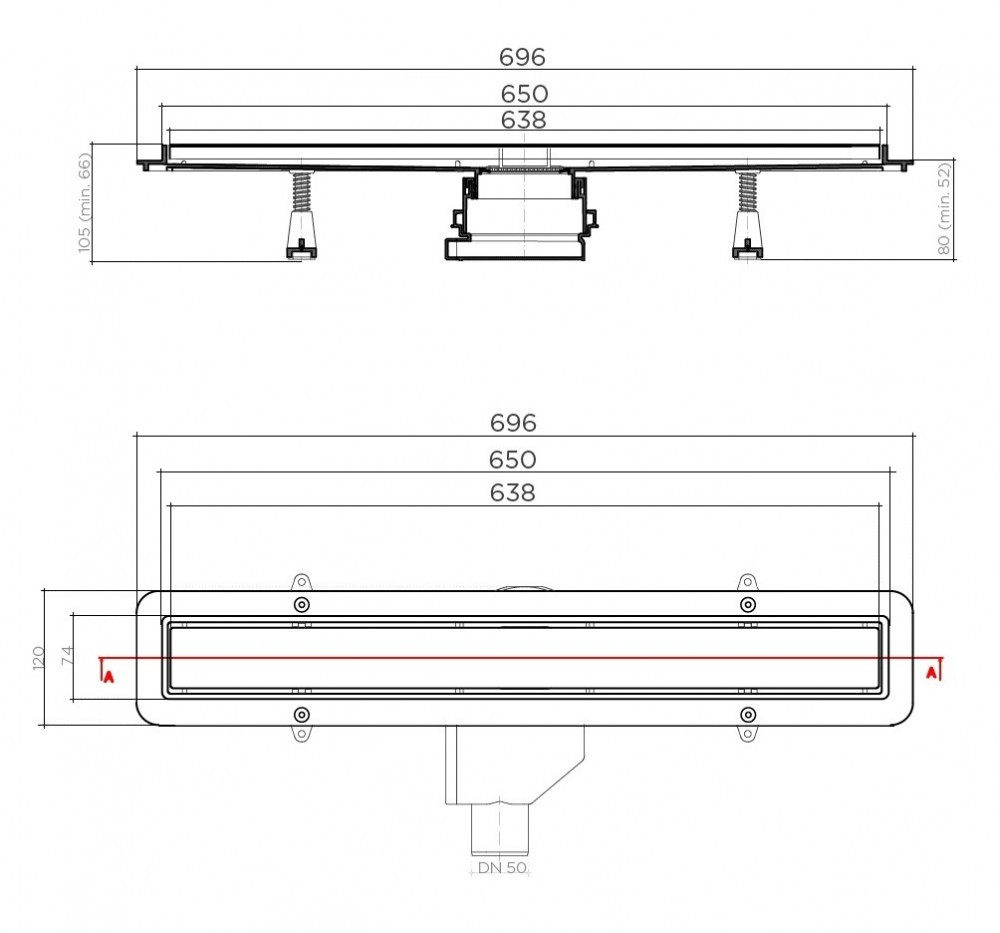 Душевой лоток BETTOSERB BY PESTAN NET LINE 650 с перфорированной решеткой хром