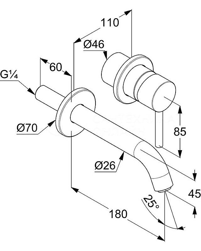Смеситель для раковины встраиваемый хром Kludi Bozz 382440576