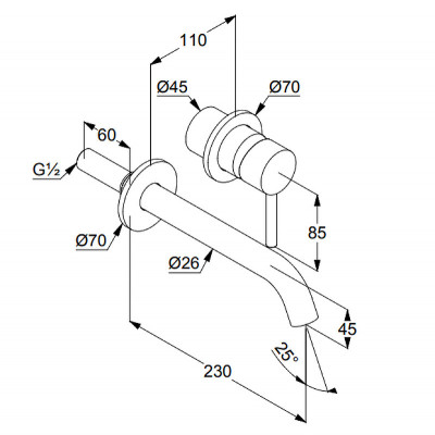 Смеситель для раковины встраиваемый черный Kludi Bozz 382453976