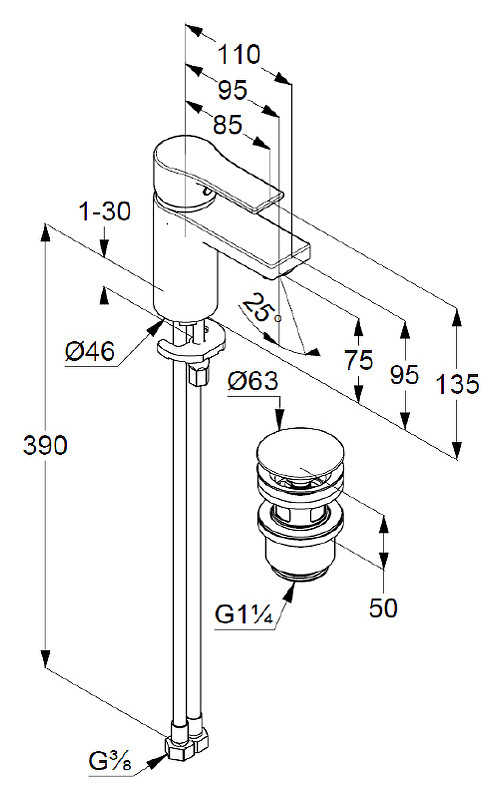 Смеситель для раковины хром Kludi Zenta 482660565