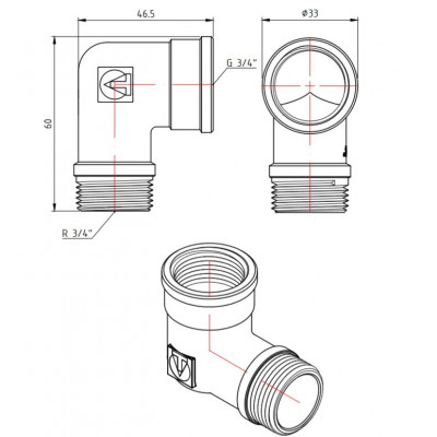Угольник никель Ду 20 ВР/НР Valtec VTr.092.N.0005