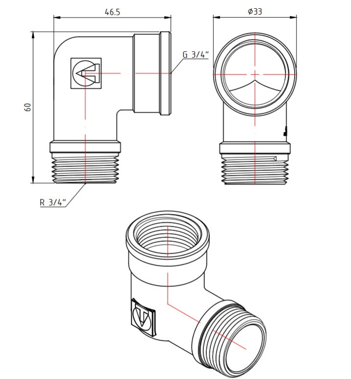 Угольник никель Ду 20 ВР/НР Valtec VTr.092.N.0005