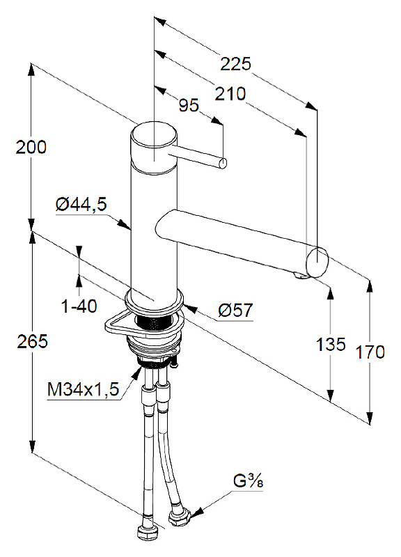 Смеситель для раковины сталь Kludi Steel 44850F860